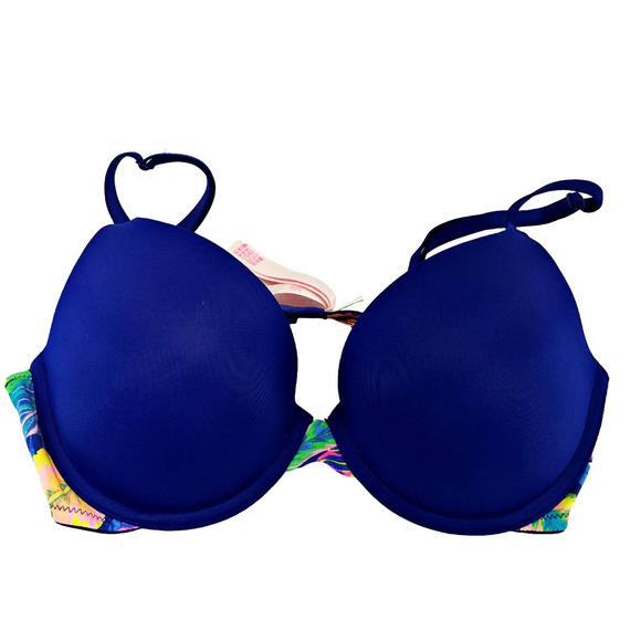 Victoria's Secret PINK Wear Everywhere Bold Blue Floral Band Push Up 34C - Picture 1 of 3